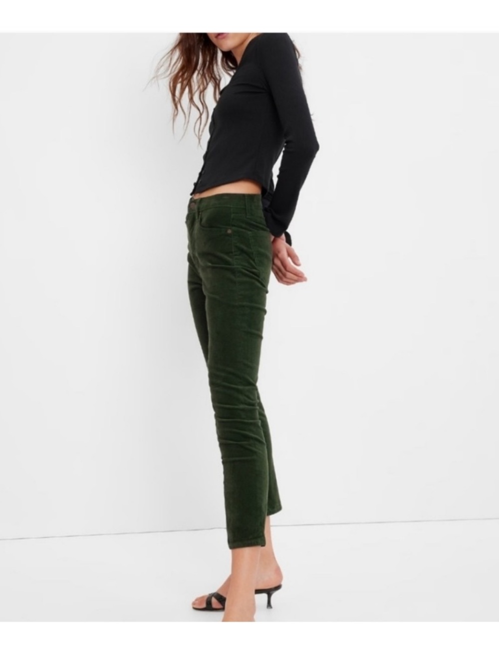 GAP Slim High-Rise Corduroy Pants in Forest Green Size 10 (30)